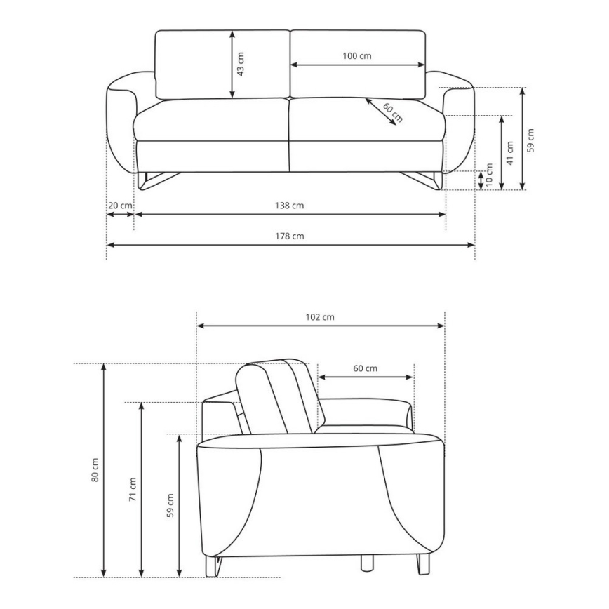 Zweisitzer-Sofa AVESTA anthrazit