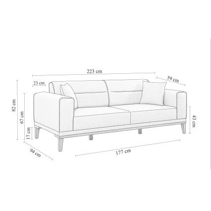 Zweisitziges Sofa DOTY, grau